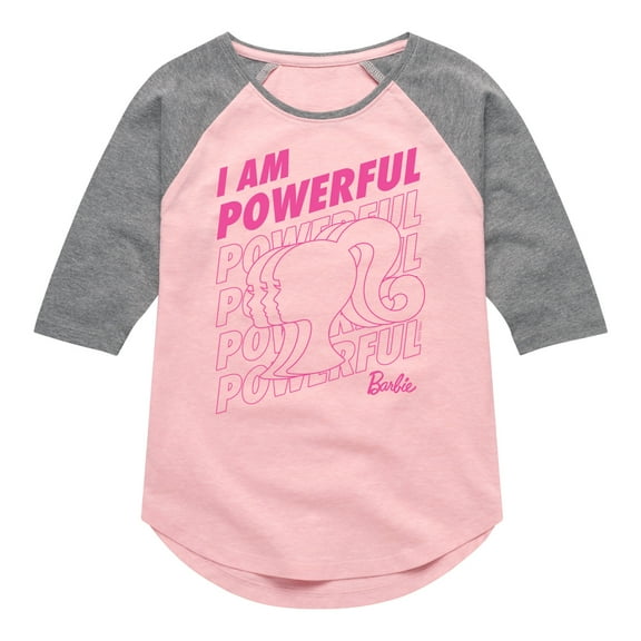Barbie - I Am Powerful - Original Classic Color - Toddler And Youth Girls Raglan Graphic T-Shirt
