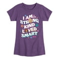 thumbnail image 1 of Barbie - I Am Strong Kind Loved Smart - Girls Fitted Short Sleeve Graphic T-Shirt, 1 of 5