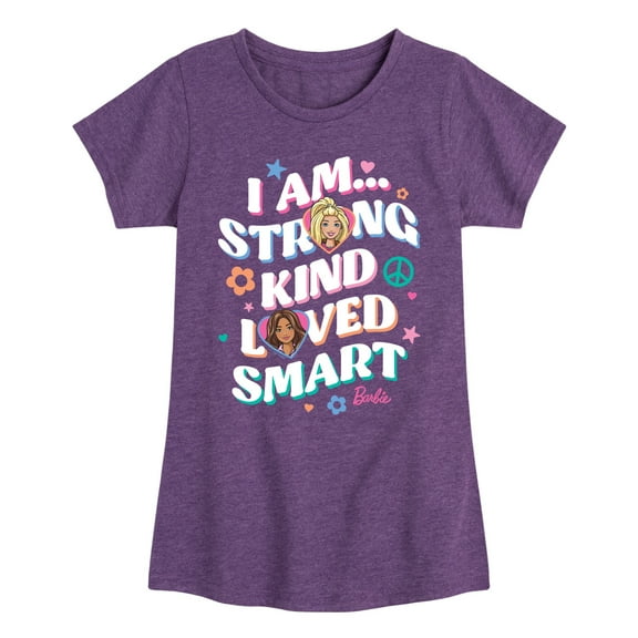 Barbie - I Am Strong Kind Loved Smart - Girls Fitted Short Sleeve Graphic T-Shirt