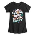 thumbnail image 1 of Barbie - I Am Strong Kind Loved Smart - Girls Fitted Short Sleeve Graphic T-Shirt, 1 of 5