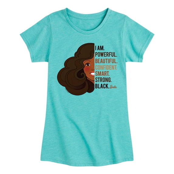 Barbie - I am Powerful Girls' Fitted Short Sleeve Graphic T-Shirt