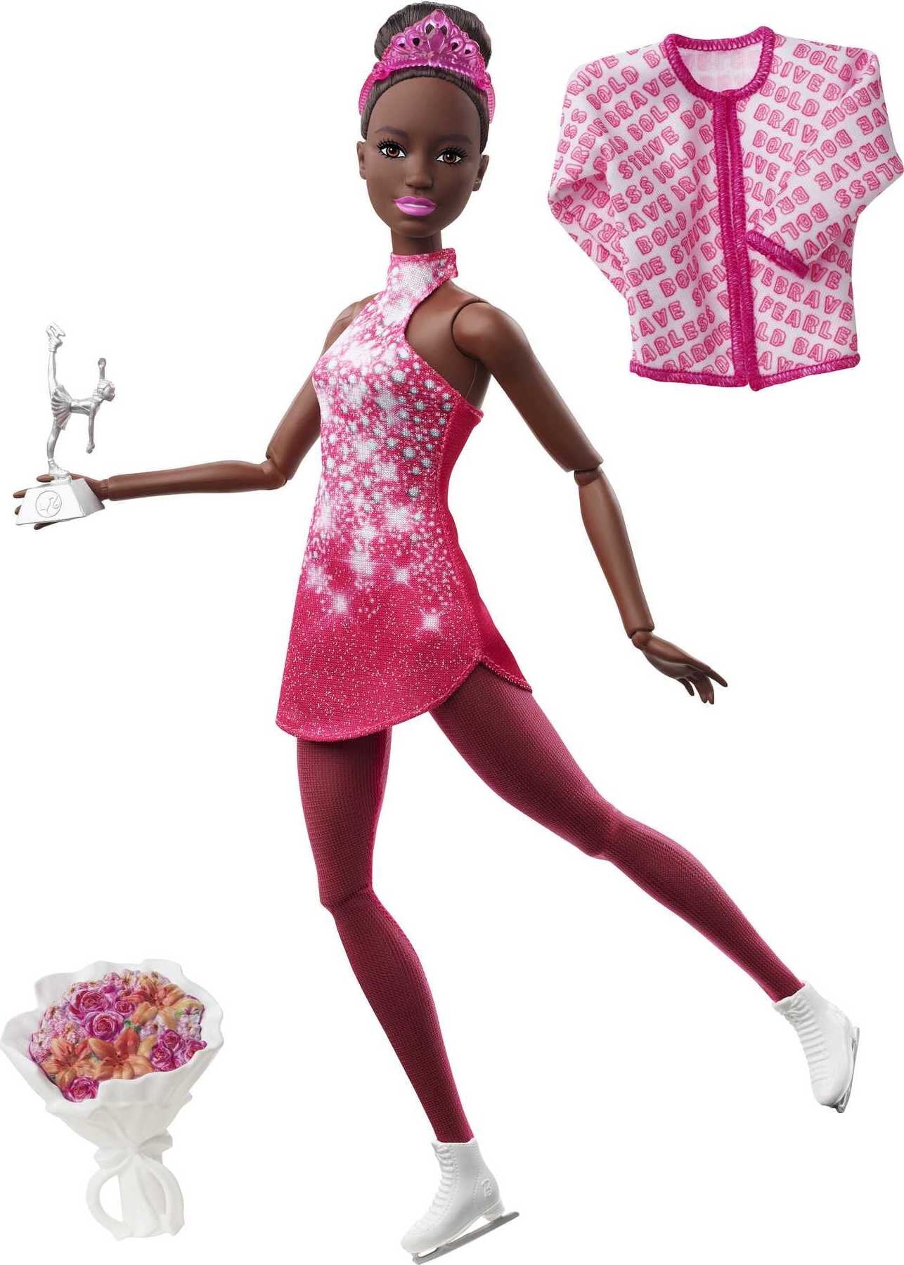 Barbie Skater Doll, Brunette Fashion Doll with Pink Leotard, Trophy Winter Sport Accessories - Walmart.com