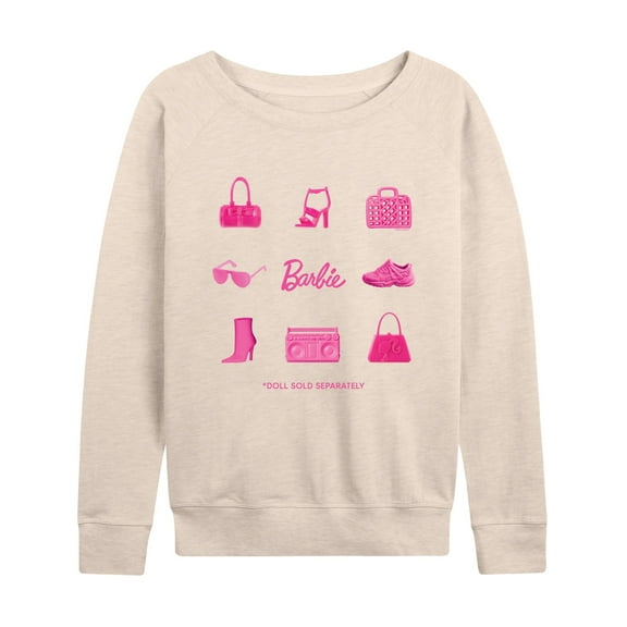 Barbie - Iconic Purse, Shoes, Sunglasses, & Boombox - Women's Lightweight French Terry Long Sleeve Shirt