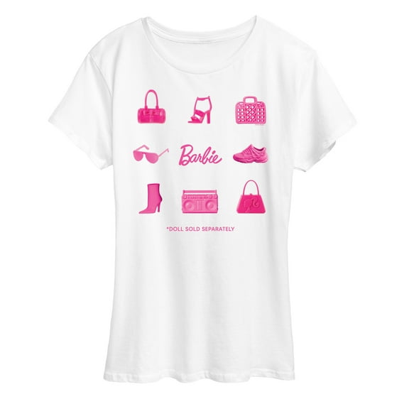 Barbie - Iconic Purse, Shoes, Sunglasses, & Boombox - Doll Sold Separately - Women's Short Sleeve Graphic T-Shirt