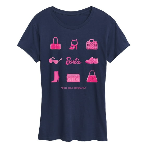 Barbie - Iconic Purse, Shoes, Sunglasses, & Boombox - Doll Sold Separately - Women's Short Sleeve Graphic T-Shirt
