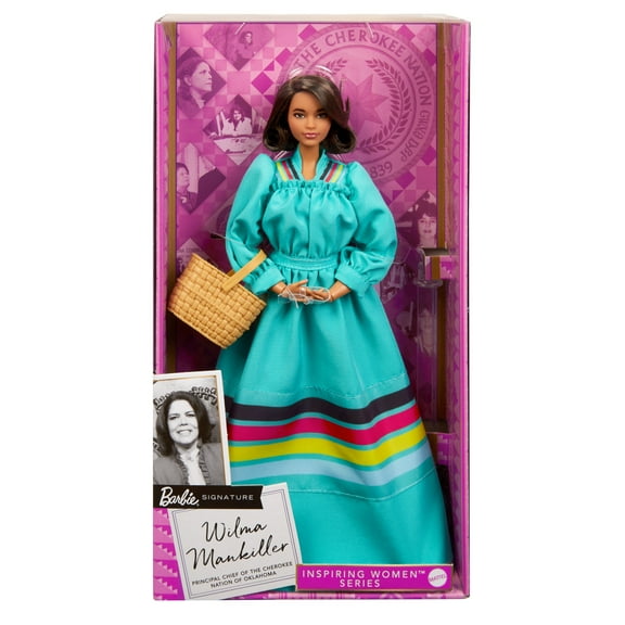 Barbie Inspiring Women Collectible Doll, Wilma Mankiller in Turquoise Dress