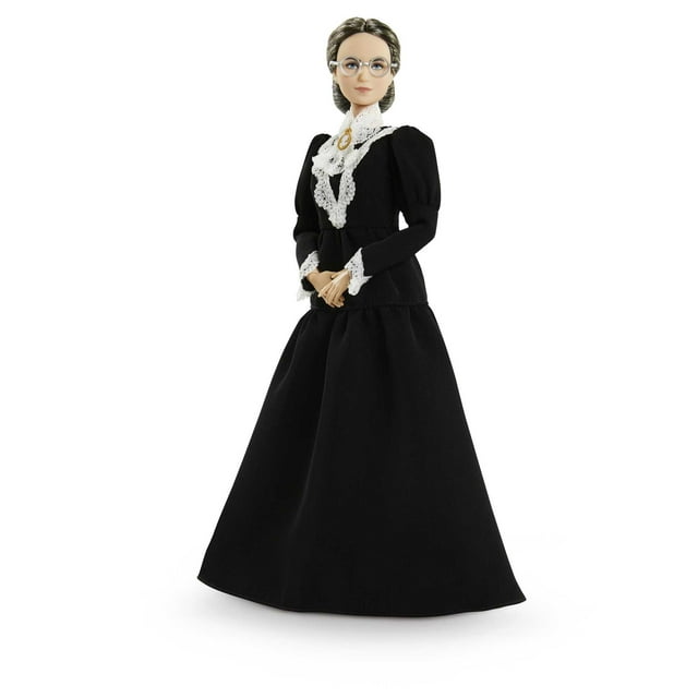 Barbie Inspiring Women Susan B. Anthony Collectible Doll in Black Dress with Doll Stand