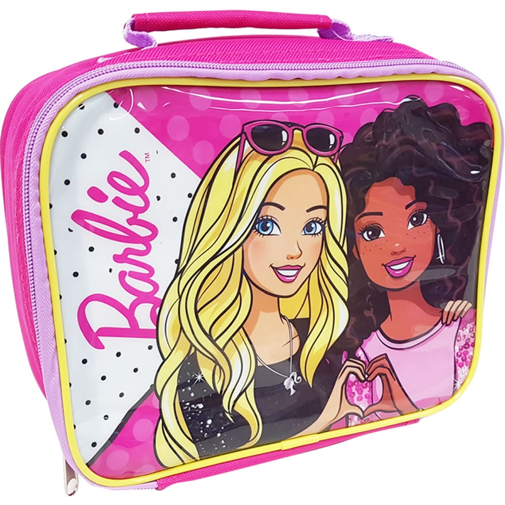 Thermos Barbie Pink Sparkly Insulated Lunch Bag Tote Kit 9x7x3 for