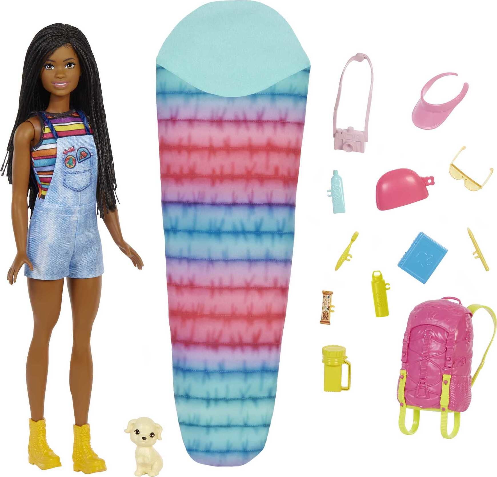 Barbie It Takes Two Brooklyn Doll & 10+ Accessories, Camping-Themed Set with Puppy, Sleeping Bag & More