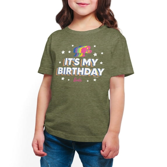 Barbie - It's My Birthday - Toddler And Youth Girls Short Sleeve Graphic T-Shirt