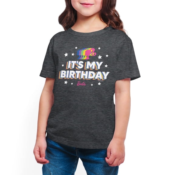 Barbie - It's My Birthday - Toddler And Youth Girls Short Sleeve Graphic T-Shirt