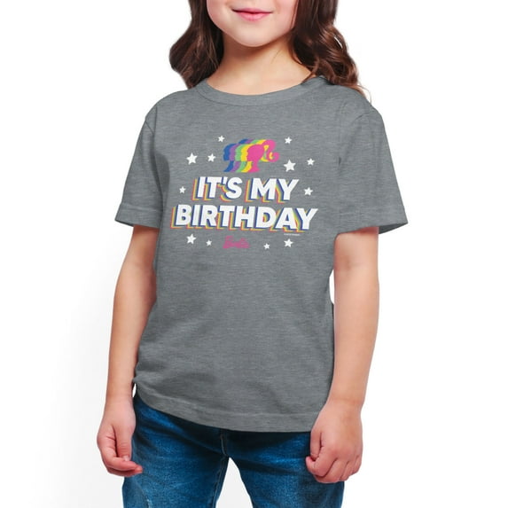 Barbie - It's My Birthday - Toddler And Youth Girls Short Sleeve Graphic T-Shirt