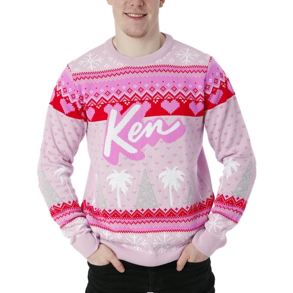 Barbie Ken Adults Christmas Sweater Pink Sizes S-XXL
