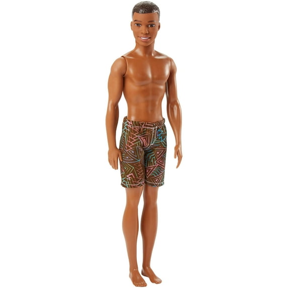 Barbie Ken Beach Doll with Multi-Colored Pattern Swim Trunks