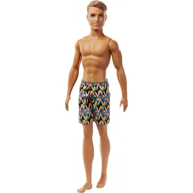 Barbie Ken Beach Doll with Multi-Colored Swimsuit Trunks