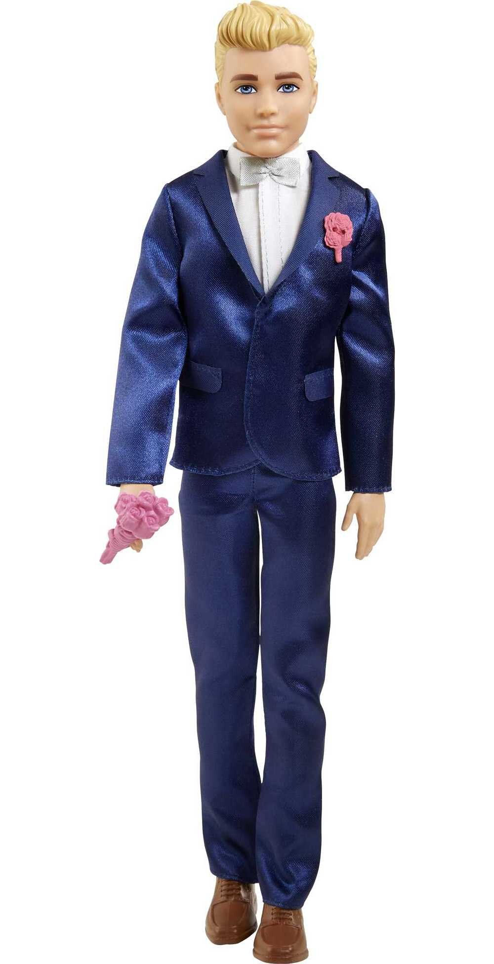 Barbie Ken Doll Blonde Fairytale Groom With Blue Suit And 5 
