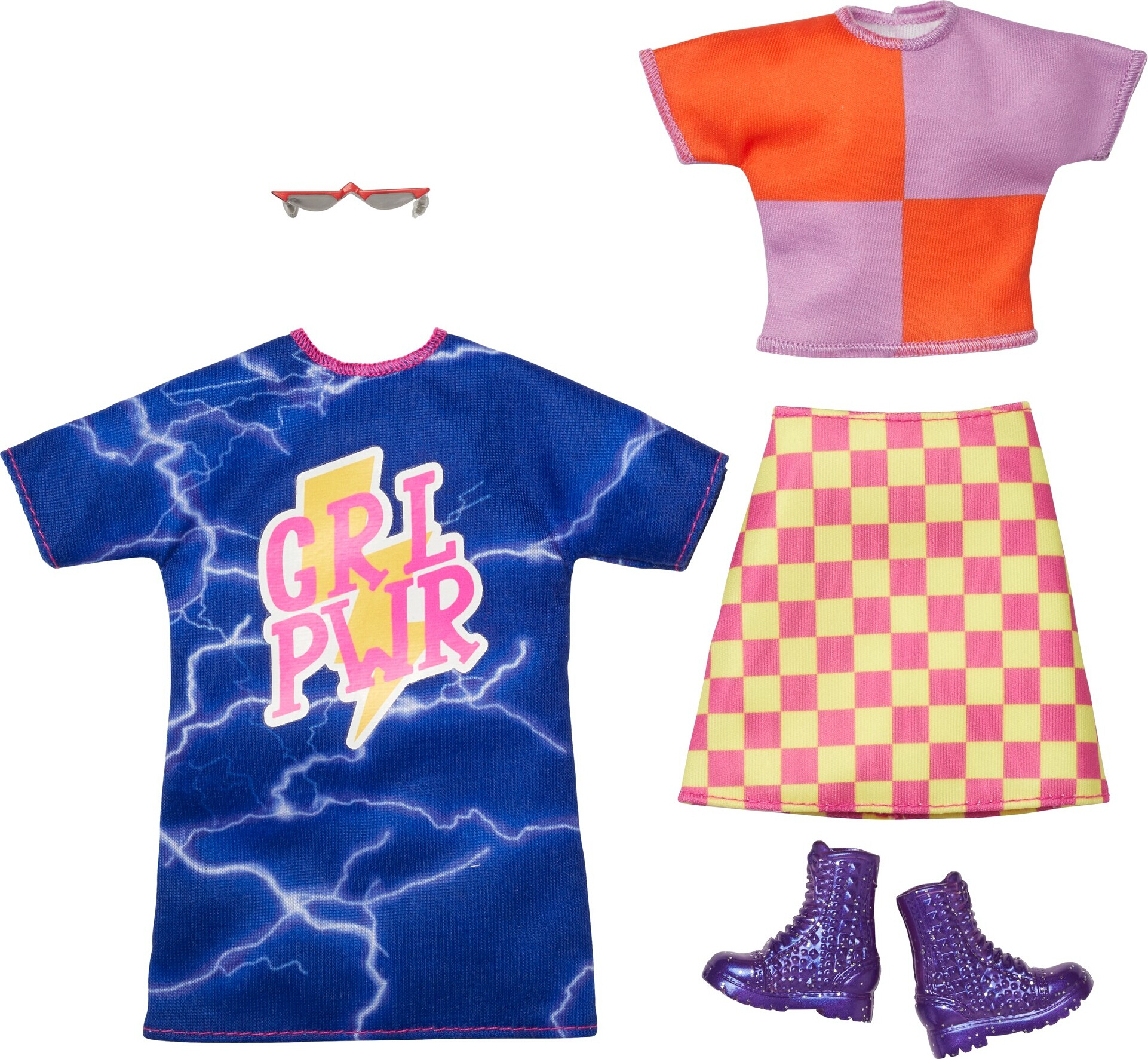Barbie & Ken Fashion Pack, Doll Clothes & Accessories for Each, Grl PWR & Color Block (2 Outfits), Size: One Size