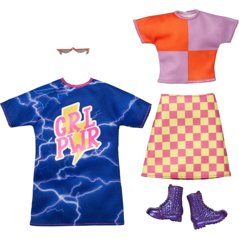 Barbie & Ken Fashion Pack, Doll Clothes & Accessories for Each, GRL PWR &  Color Block (2 Outfits) 