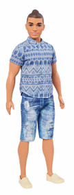 Barbie Ken Fashionistas Doll #13 - Distressed Denim Outfit, Tribal Print Shirt & White Sneakers - View #9