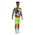 thumbnail image 1 of Barbie Ken Fashionistas Doll #123, Broad with Black Curly Hair in Multi-Colored Shirt & Shorts, 1 of 7