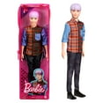 thumbnail image 1 of Barbie Ken Fashionistas Doll #154, Sculpted Purple Hair & Plaid Shirt, 1 of 6