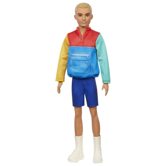 Barbie Ken Fashionistas Doll #163, Slender with Sculpted Blonde Hair & Color-Blocked top