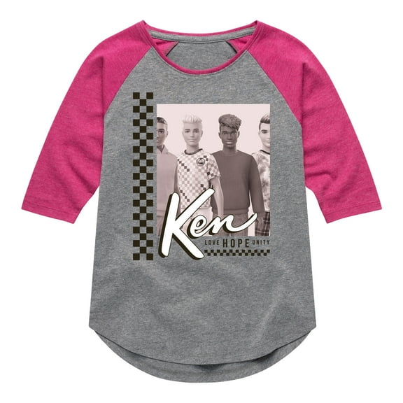 Barbie - Ken - Love Hope Unity - Toddler And Youth Girls Raglan Graphic T-Shirt