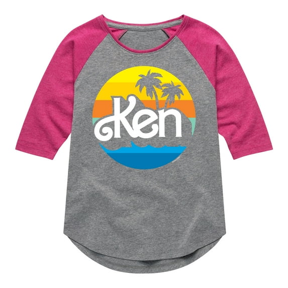 Barbie - Ken - Palm Trees - 70's Style - Toddler And Youth Girls Raglan Graphic T-Shirt