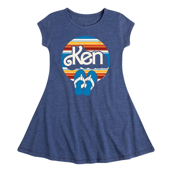 Barbie - Ken - Retro Style - Summer Flip Flops - Toddler And Youth Girls Fit And Flare Dress