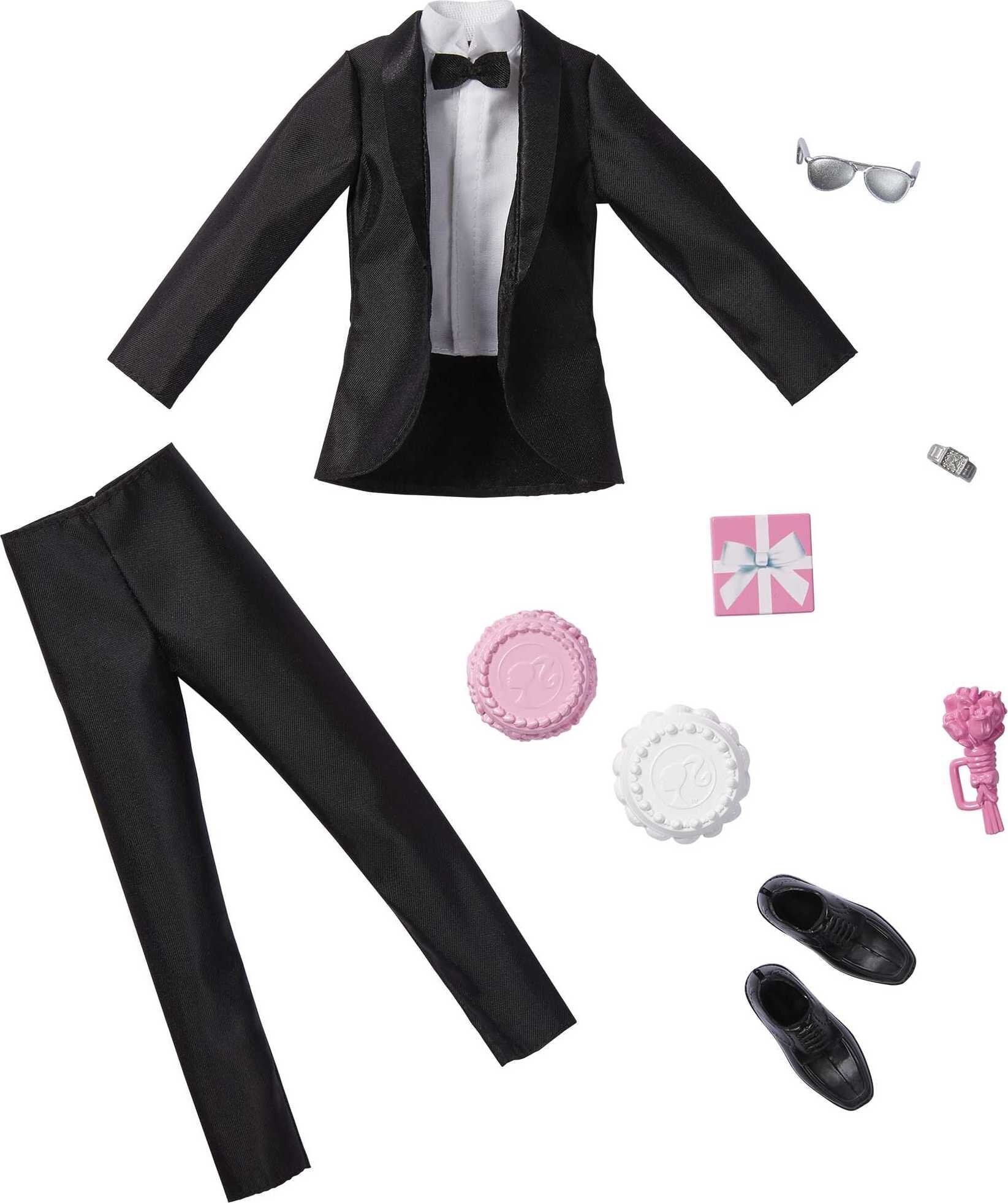 Barbie Ken Wedding Fashion Pack, Set with Tuxedo & 7 Accessories, Doll  Clothes 