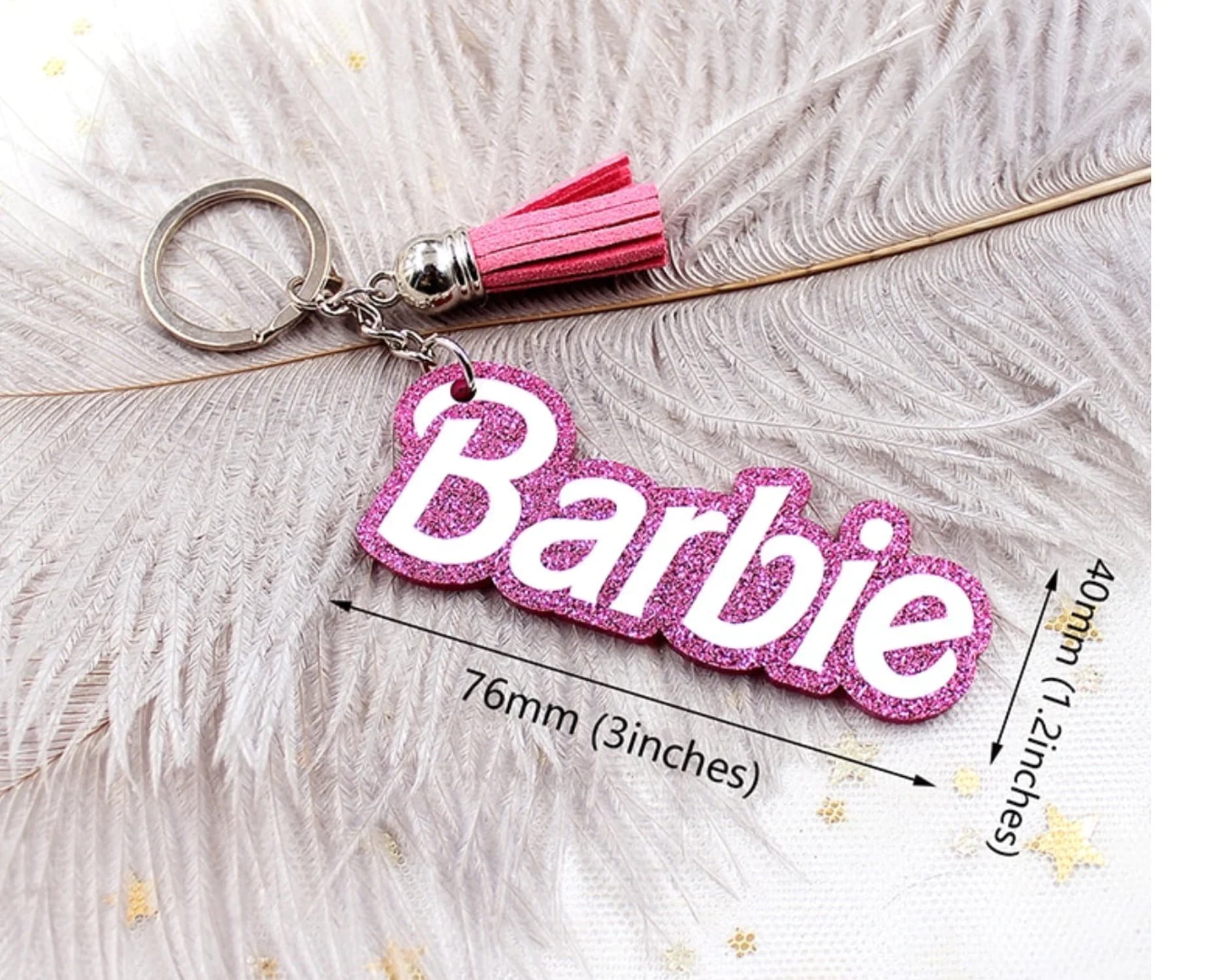 Barbie Keychain Glitter Pink,Barbie and Plus Barbie,Key Chain 