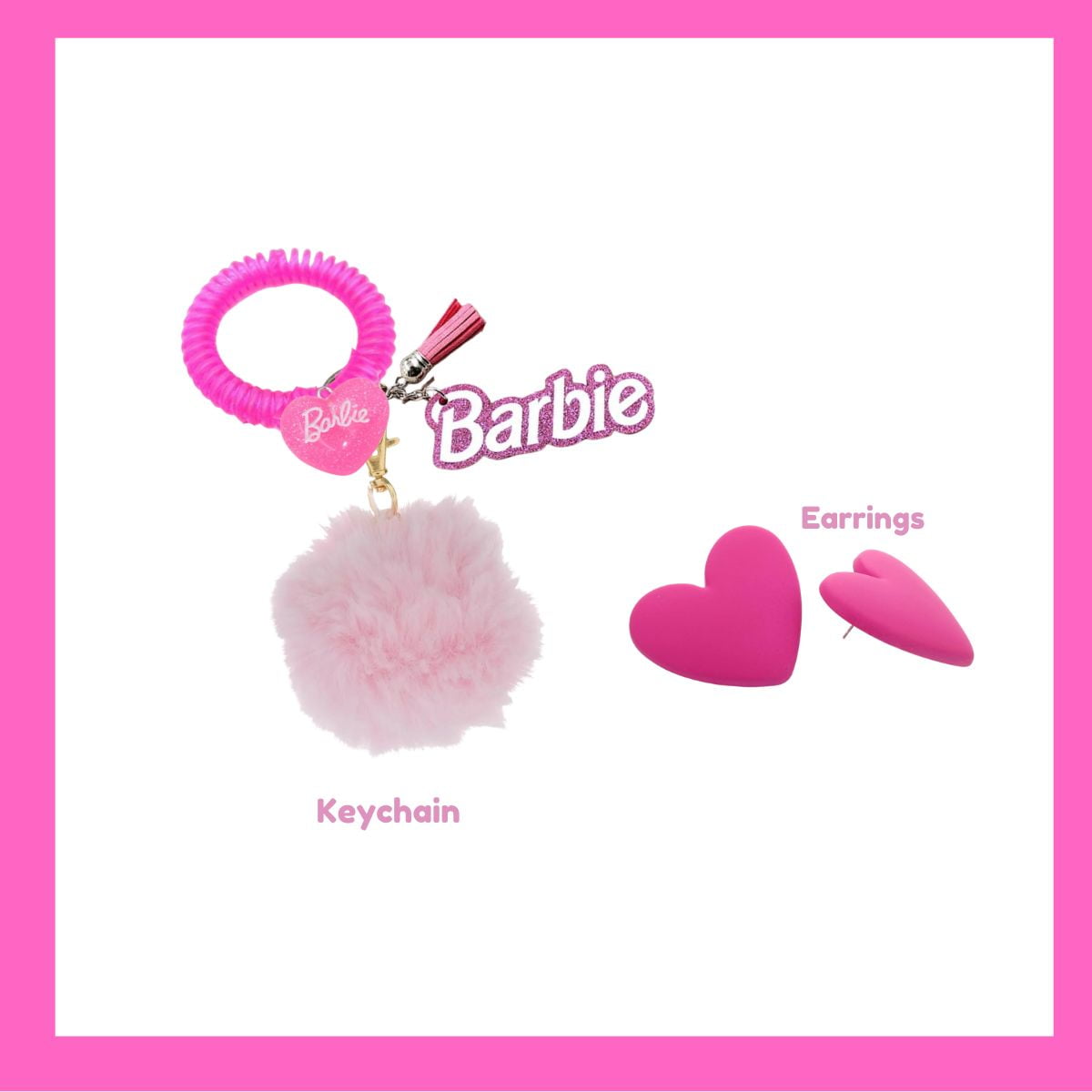 Barbie Keychain Glitter Pink,Barbie and Plus Barbie,Key Chain - Walmart.com