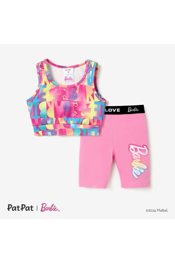 Kids 2pcs Sporty Outfit Sets for Toddler Girls with Letter Pattern Size 3-10 Years