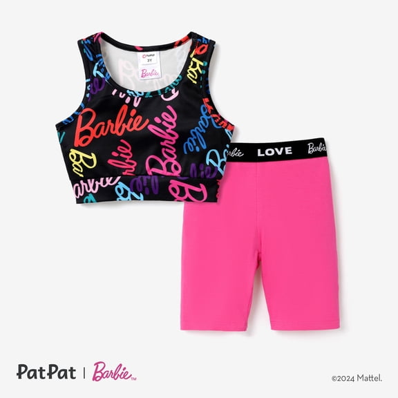 Barbie Kids 2pcs Sporty Outfit Sets for Toddler Girls with Letter Pattern Size 3-10 Years