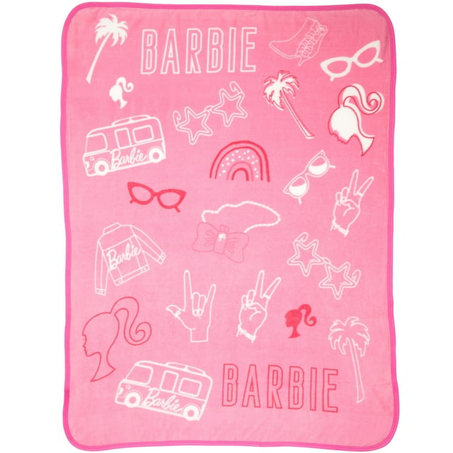 Barbie Kids Fleece Throw Blanket, 46 x60, Pink, Mattel