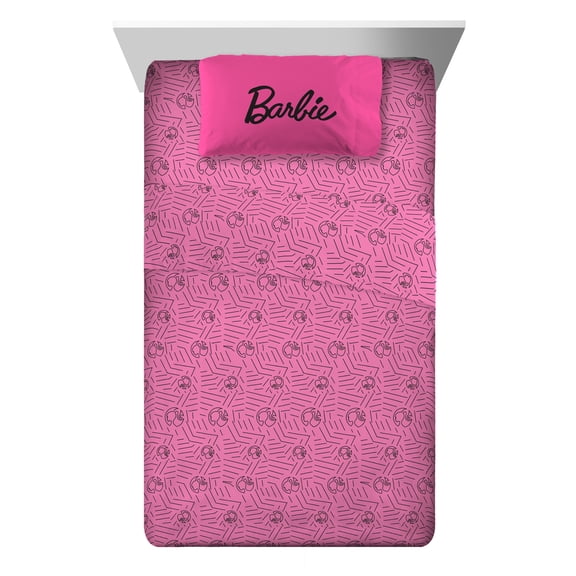 Barbie Kids 4 Piece Pink Sheet Set, Full