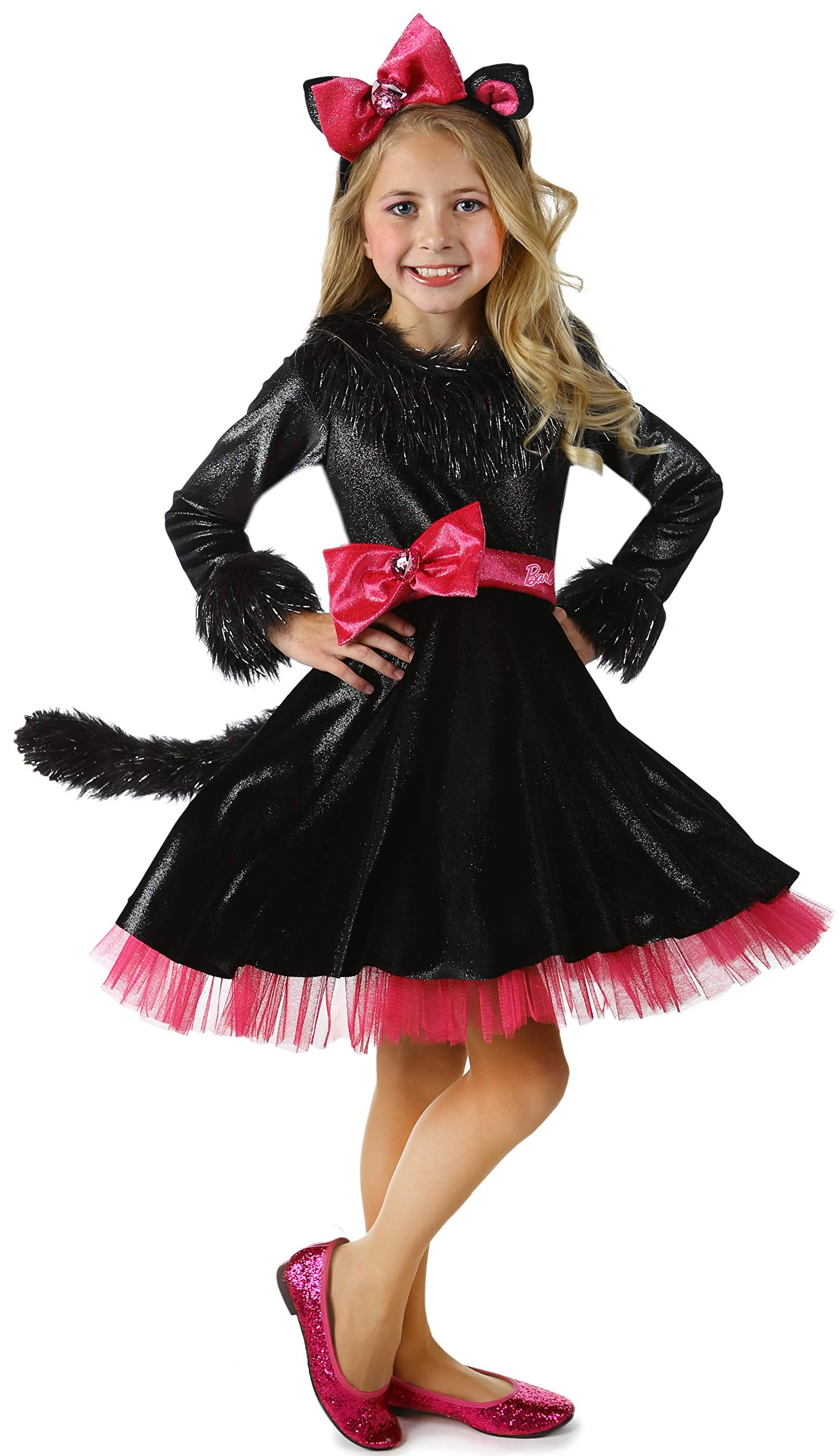 Barbie Kitty Costume Girls Dress (Xsmall 4) Velour with Tail and ...