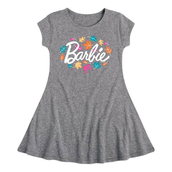 Barbie - Leaves Swirling - Toddler And Youth Girls Fit And Flare Dress