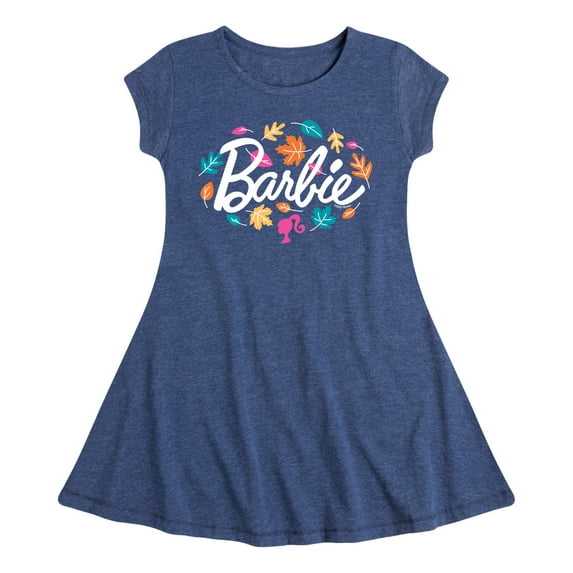 Barbie - Leaves Swirling - Toddler And Youth Girls Fit And Flare Dress
