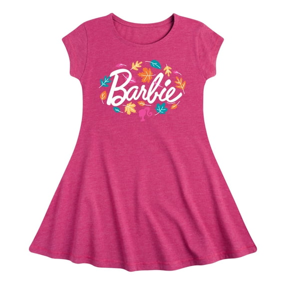 Barbie - Leaves Swirling - Toddler And Youth Girls Fit And Flare Dress