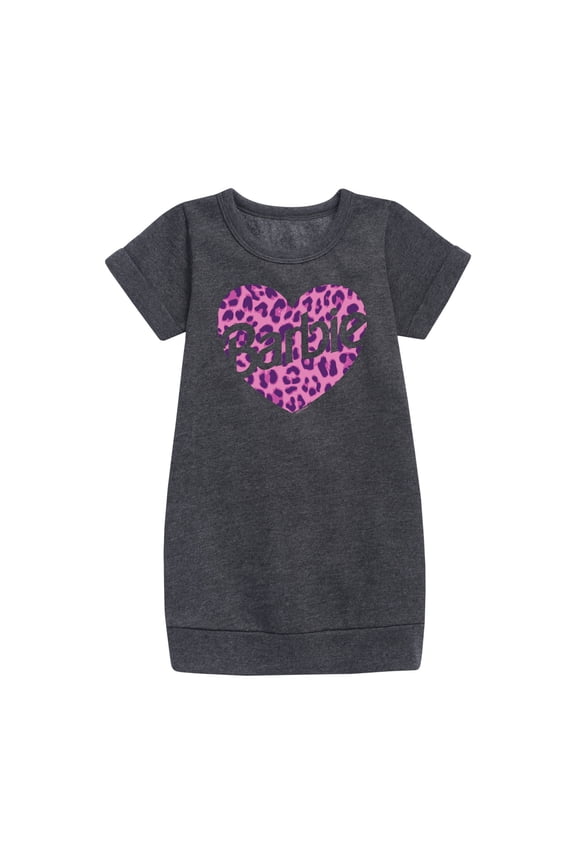 - Leopard Heart - Classic Barbie - Toddler And Youth Girls Fleece Dress