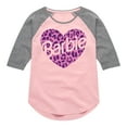 thumbnail image 1 of Barbie - Pink Leopard Heart Barbie Logo - Toddler and Youth Girls Raglan Graphic T-Shirt, 1 of 4