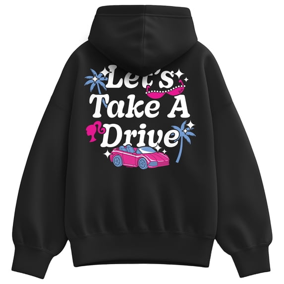 Barbie - Let's Take a Drive Oversized Fleece Hoodie Sweatshirt