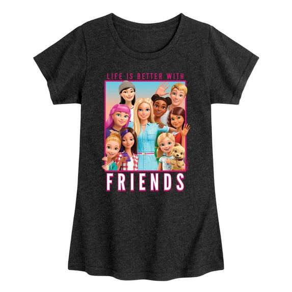 Barbie - Life is Better with Friends - All Barbie Types - Toddler And Youth Girls Raglan Graphic T-Shirt