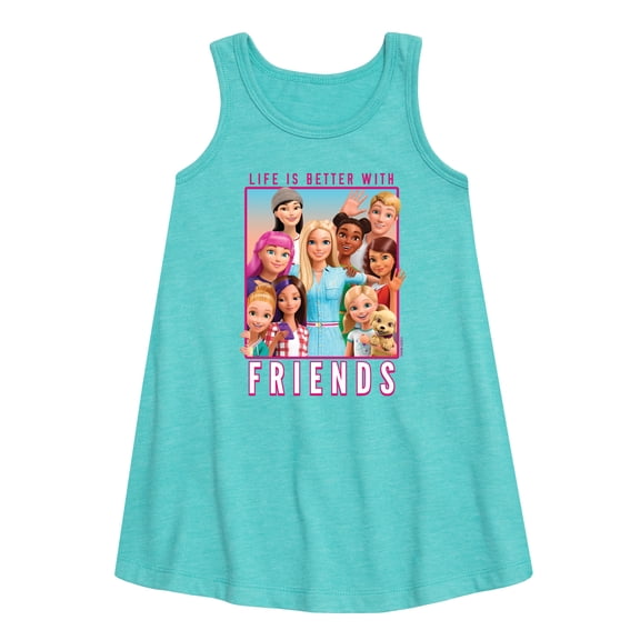 Barbie - Life is Better with Friends - All Barbie Types - Toddler and Youth Girls A-line Dress