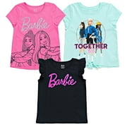 Barbie Little Girls 3 Pack T-Shirts Little Kid to Big Kid