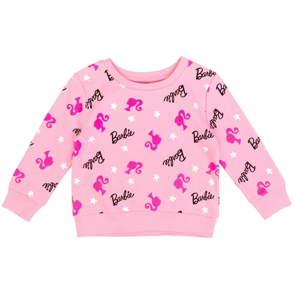 Barbie Little Girls French Terry Pullover Sweatshirt Toddler to Big Kid