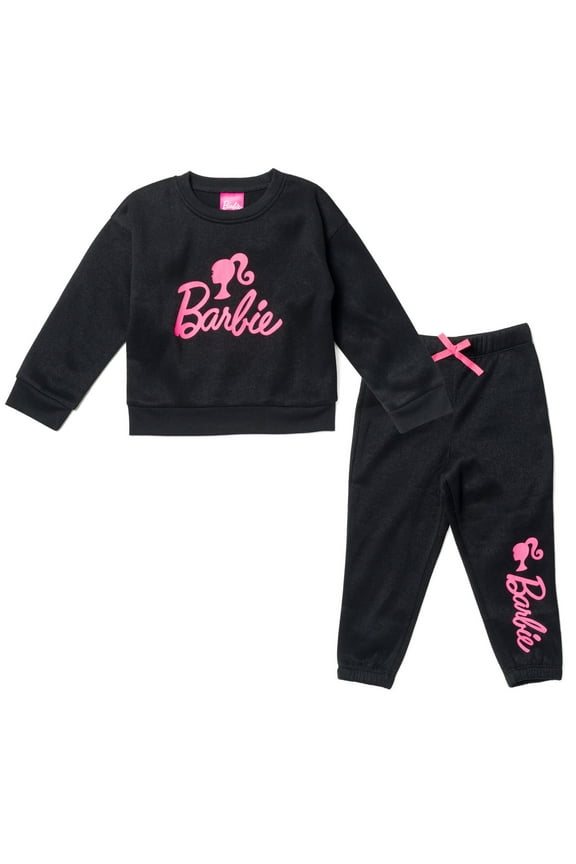 Little Girls French Terry Sweatshirt and Jogger Pants Set Little Kid to Big Kid