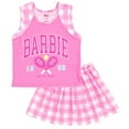 thumbnail image 1 of Barbie Little Girls Tank Top and Pleated Skort Outfit Set Checkered Pink 7-8, 1 of 5