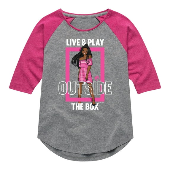Barbie - Live & Play Outside the Box - Toddler And Youth Girls Raglan Graphic T-Shirt